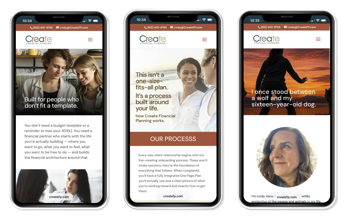 CreateFP mobile site mock up